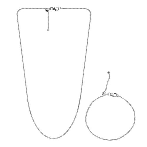 2er-Set Kordelkette und Armband, platiniertes Silber image number 0