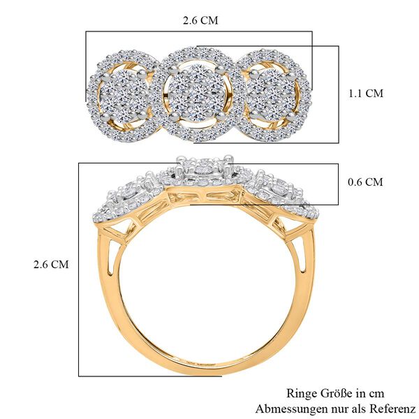 LUXURIANT SI-GH Labor Diamant Halo Ring im Trilogie-Stil - 1 ct. image number 5