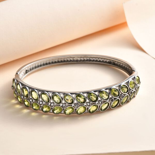 Nat&uuml;rlicher Peridot und Zirkon-Armreif, 19 cm - 13,67 ct. image number 2