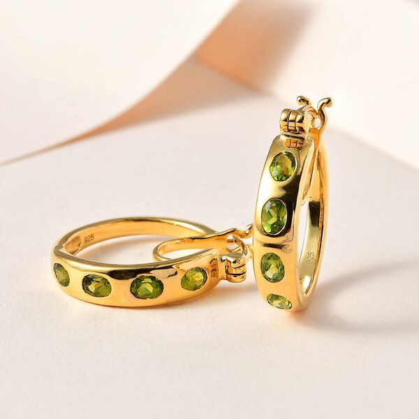 AA Natürliche, italienische Vesuvianit Ohrringe, 925 Silber Gelbgold Vermeil, ca. 1.72 ct image number 2