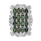 Grüner Turmalin, Weißer Zirkon Ring 925 Silber rhodiniert (Größe 17.00) ca. 3,70 ct