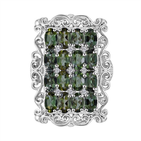 Gr&uuml;ner Turmalin und Zirkon-Ring - 3,70 ct.