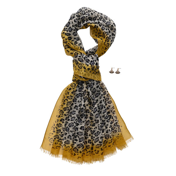 LA MAREY Signature Set mit Seidenschal und Seidentropfen-Ohrringen, 100% Maulbeerseide, 65 x 170 cm, Orange image number 0