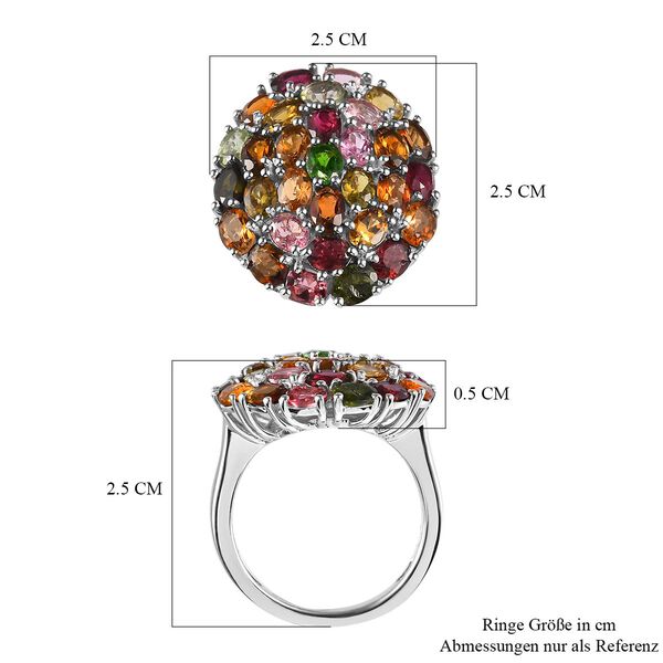 Nat&uuml;rlicher, mehrfarbiger Turmalin-Ring, 925 Silber platiniert (Gr&ouml;&szlig;e 17.00) ca. 5.58 ct image number 7