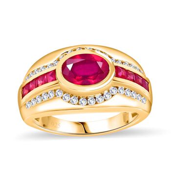 Afrikanischer Rubin und Zirkon-Ring - 3 ct.