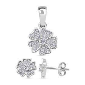 Moissanit Schmuckset 925 Silber rhodiniert ca. 0.58 ct