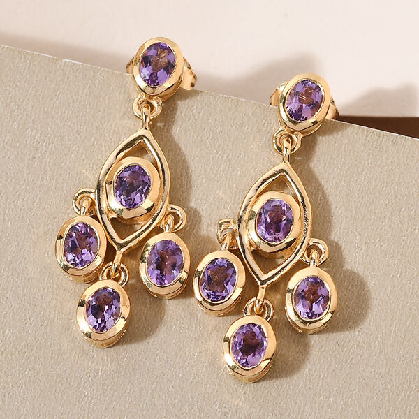 Nat&uuml;rliche, marokkanische Amethyst-Ohrringe, 925 Silber vergoldet ca. 1,52 ct image number 2