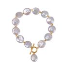 Weiße Süßwasser Perle Armband ca. 19 cm 925 Silber vergoldet