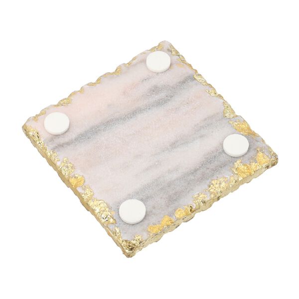 4er-Set, Marmor Untersetzer, quadratische Form, Rosa image number 5