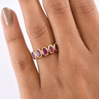 D'Joy Afrikanischer Rubin (Fissure gef&uuml;llt) Ring 925 Silber 750 Gelb Vergoldet (Gr&ouml;&szlig;e 19.00) ca. 1,69 ct