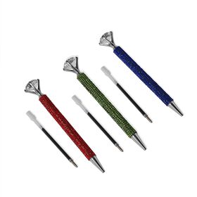 Kugelschreiber-Set, 3er-Pack, Mehrfarbig, Leoparden-Design, Strass und Kristall, inkl. Ersatzminen