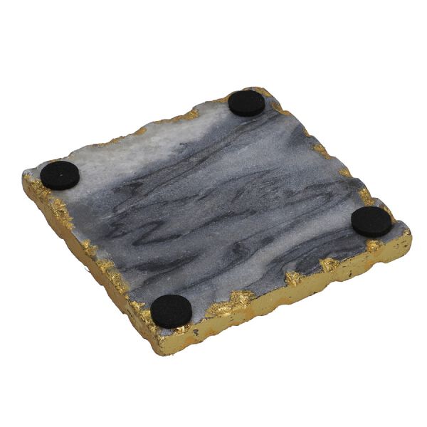 4er-Set, Marmor Untersetzer, quadratische Form, Grau image number 4