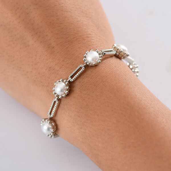 S&uuml;&szlig;wasser Perle (7.5-8 mm)Armband ca. 19 cm, nickelfreies Messing image number 3