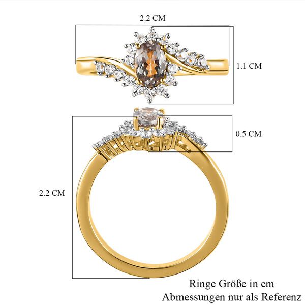 AAA Turkizit und wei&szlig;er Zirkon Ring, 925 Silber Gelbgold Vermeil  ca. 0,82 ct image number 7