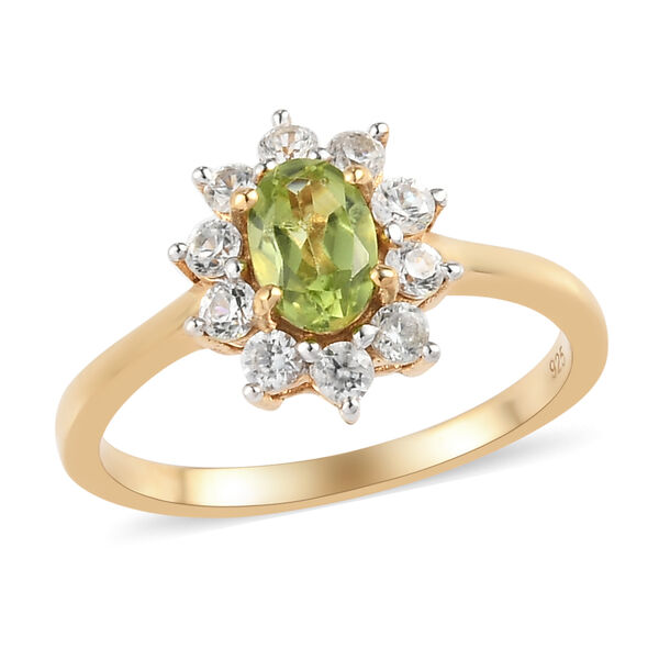 Natürlicher Peridot und Zirkon Ring 925 Silber vergoldet  ca. 0,99 ct image number 4