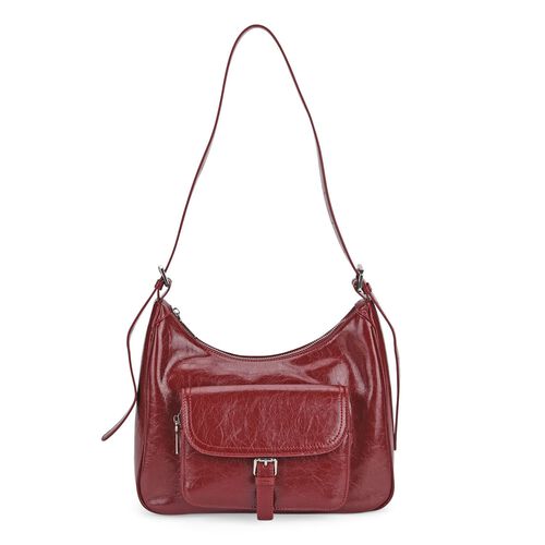 "Life style Color:Burgundy /Profile:Genunie Leather crossbody bag wall(exterior):Genunie Leather Lining(interior): polyester; Pockets(exterior):Zipped-1,pocket-1; Pockets(interior):zipped-1,slid-1 Measurement:28.5*9*25cm shoulder strap:110cm   " image number 0