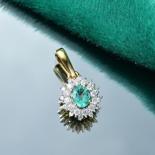 Smaragd und Moissanit Anhänger - 0,65 ct. image number 1
