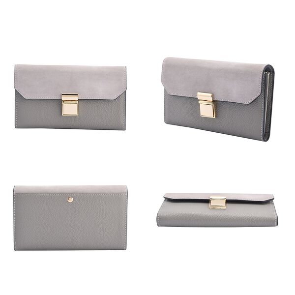 100% Echtleder Clutch mit RFID Schutz, Grau image number 10
