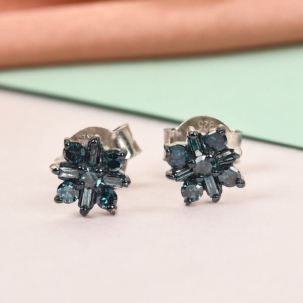 Blauer Diamant Ohrstecker 925 Silber Platin-&Uuml;berzug ca. 0,25 ct image number 2