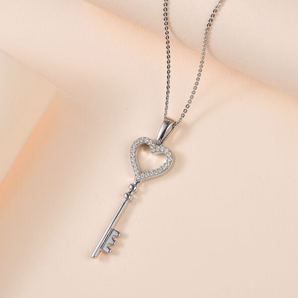 Moissanit Anh&auml;nger mit 50cm Kette, 925 Silber rhodiniert - 0,21 ct. image number 2