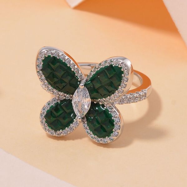 Gr&uuml;ner und wei&szlig;er Zirkonia Ring image number 2