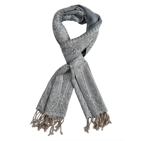 Gewebter Viskose Jamawar Schal, hellgrün image number 4