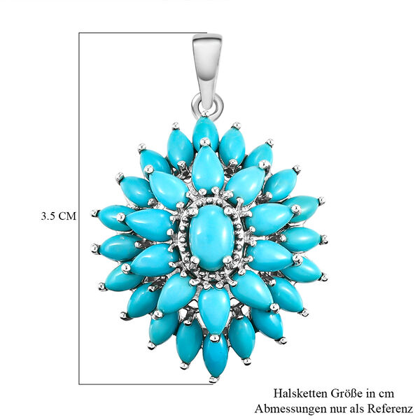 Amerikanischer, nat&uuml;rlicher Sleeping Beauty T&uuml;rkis floraler Cluster-Anh&auml;nger in Silber image number 6