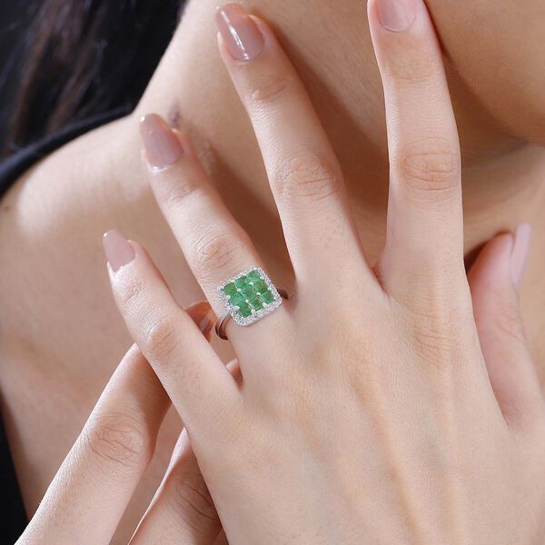 AAA Smaragd und Zirkon Ring - 1,70 ct. image number 3