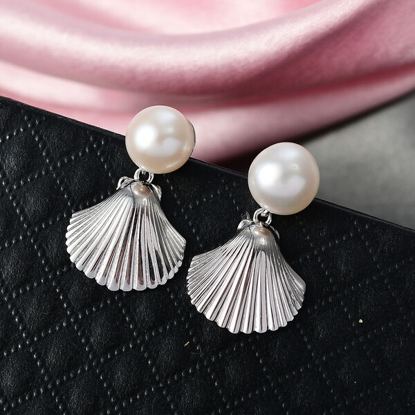 EVER TRUE S&uuml;&szlig;wasser Perle (8-10 mm) Ohrringe Nickelfreies Messing, Silberfarben image number 2