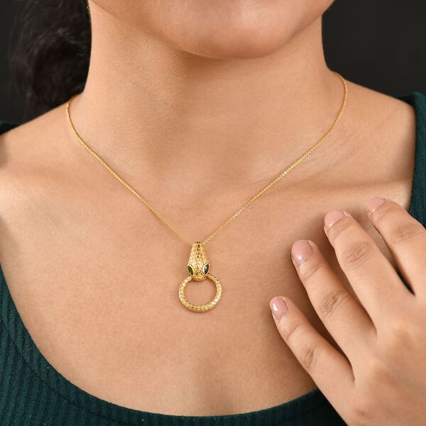 Natürlicher Chromdiopsid, Kanchanaburi Blauer Saphir Schmuckset 925 Silber 750 Gelbgold Vermeil ca. 0.45 ct image number 4