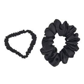 LA MAREY 2er-Set Scrunchies aus 19mm 100% Maulbeerseide, Schwarz