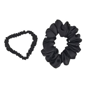 LA MAREY 2er-Set Scrunchies aus 19mm 100% Maulbeerseide, Schwarz