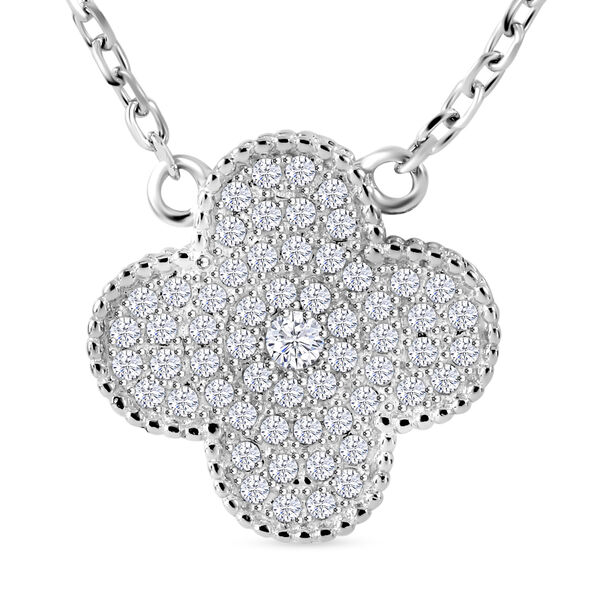 Wei&szlig;er Zirkonia Halskette ca. 45 cm 925 Silber rhodiniert