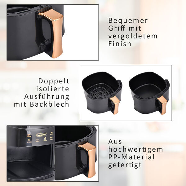 HOMESMART Digitale Heißluftfritteuse, 8L Kapazität, 1400W, Schwarz image number 4