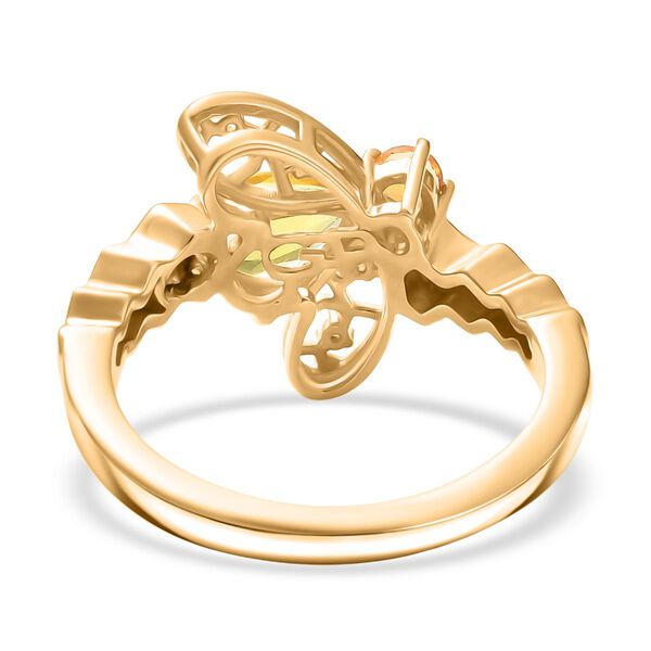 Kanarischer Opal, Feueropal Ring 925 Silber 750 Gelbgold Vermeil (Größe 17.00) ca. 0,68 ct image number 7