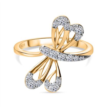 LUXURIANT DIAMOND - Lab Grown Diamant SI-GH Ring 925 Silber 750 Gelbgold Vermeil (Gr&ouml;&szlig;e 19.00) ca. 0.33 ct