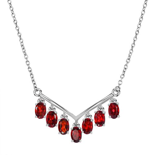 Rotes Granat Collier, ca. 50 cm, 925 Silber mit Edelstahl kette ca. 4.21 ct image number 0