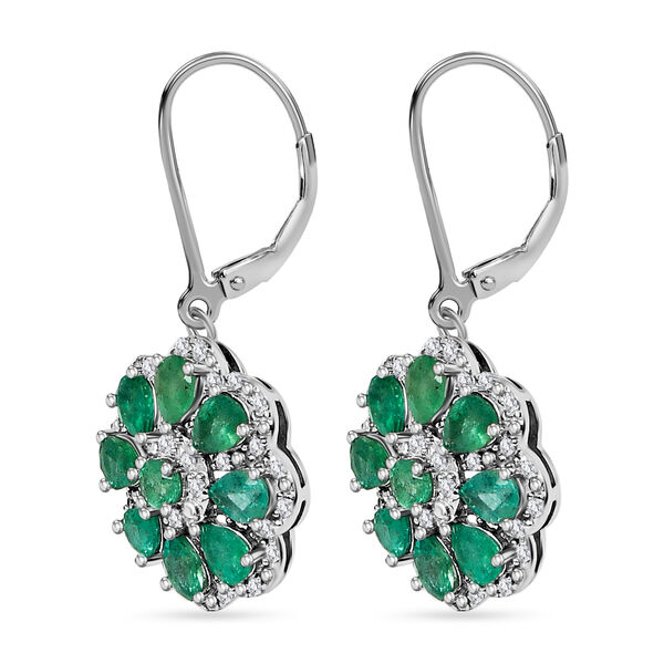 AAA Kagem sambische Smaragd und Zirkon-Ohrringe - 2,96 ct. image number 2