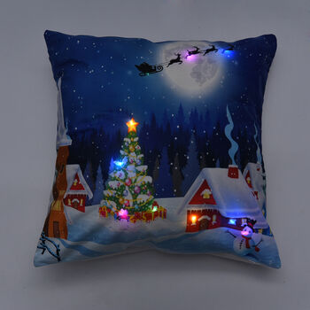 WeihnachtsKissen mit F&uuml;llung und LED licht, Gr&ouml;&szlig;e 45x45 cm, Weinachtsmond