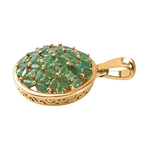 Kagem Sambischer Smaragd Anhänger 925 Silber 750 Gelbgold Vermeil ca. 3,18 ct. image number 4