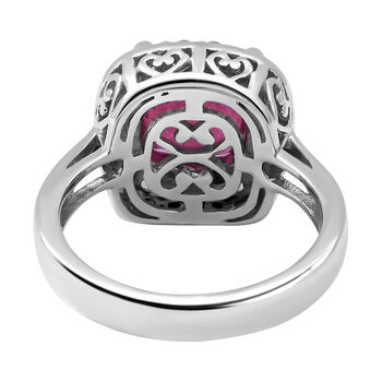 Afrikanischer Rubin und wei&szlig;er Zirkon-Ring, 925 Silber platiniert  ca. 5,47 ct