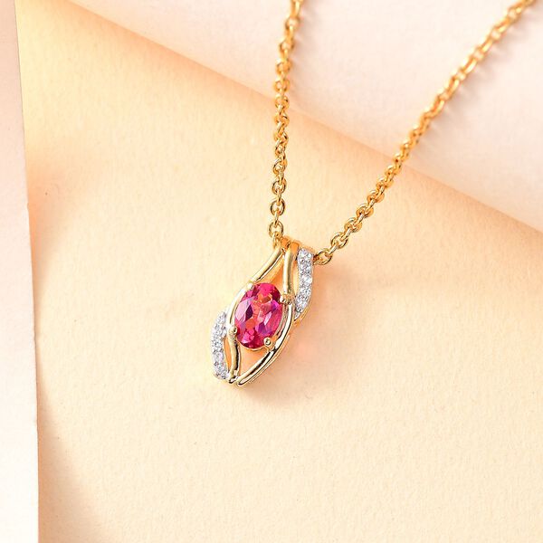 Labor roter Beryll und Zirkon-Anh&auml;nger mit 45cm Kette - 0,53 ct. image number 2