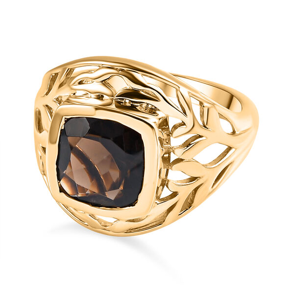 Rauchquarz Ring, Messing vergoldet (Gr&ouml;&szlig;e 17.00) ca. 2,60 ct