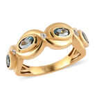 London Blau Topas und Zirkon Ring 925 Silber vergoldet  ca. 1,20 ct image number 3