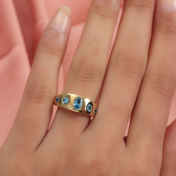 Kambodschanischer blauer Zirkon-Ring, 925 Silber vergoldet  ca. 1,58 ct image number 3