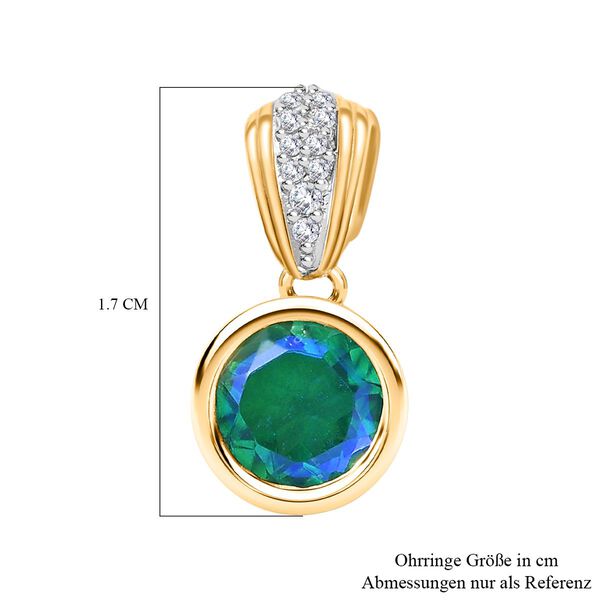 Pfau Quarz Triplette, Wei&szlig;er Zirkon Ohrringe 925 Silber 750 Gelbgold Vermeil ca. 2,89 ct. image number 7