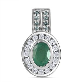 Smaragd und Moissanit Anhänger, ca. 2,06 ct.