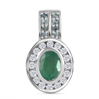 Smaragd, Gr&uuml;ner Saphir Anh&auml;nger 925 Silber rhodiniert ca. 2,06 ct.