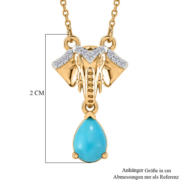 D'Joy AA Sleeping Beauty T&uuml;rkis, Wei&szlig;er Zirkon Halskette ca. 45 cm 925 Silber 750 Vergoldet ca. 0.81 ct image number 5