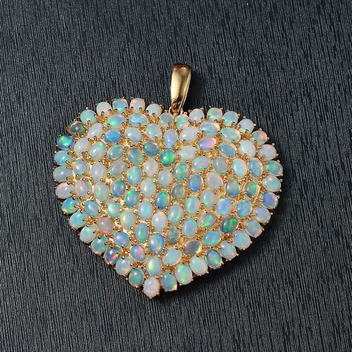 AA Natürlicher, äthiopischer Welo Opal Anhänger 925 Silber 750 Gelbgold Vermeil ca. 11.12 ct image number 1